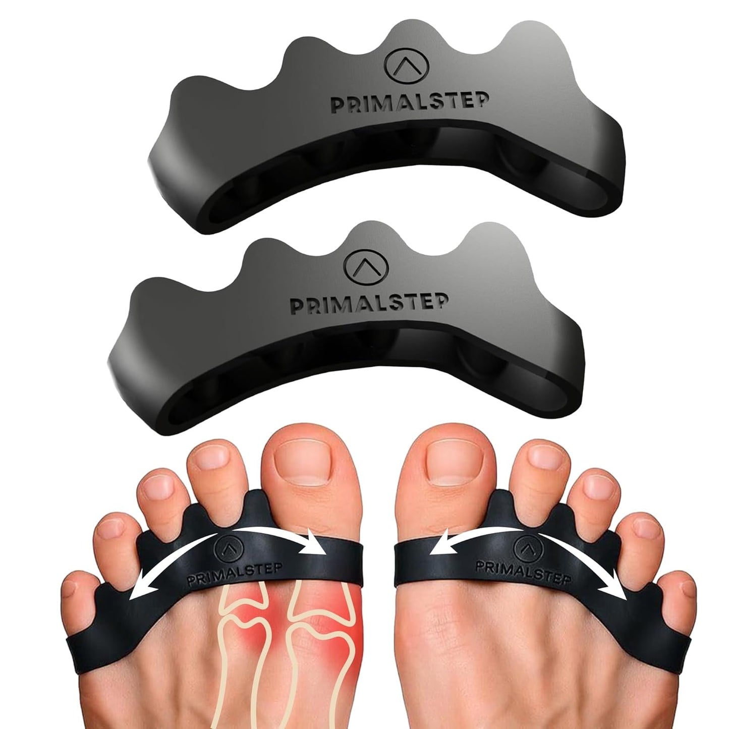 Toe Separators for Men & Women - Bunion Corrector & Foot Pain Relief | XL Size, Pack of 2