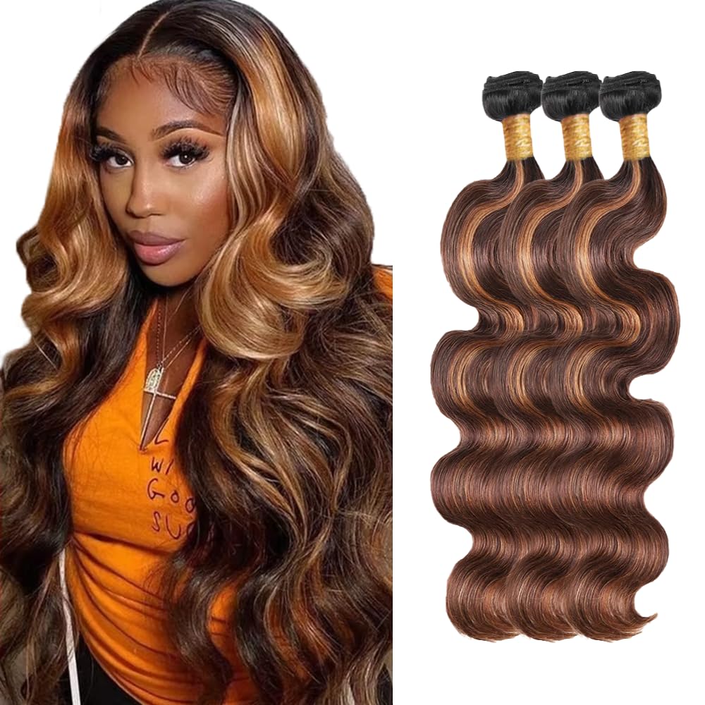26 28 30 Ombre Human Hair Bundles 1b/30 Ombre Bundles Human Hair Brown Body Wave Bundle P430 Highlight Brown Bundle 150g