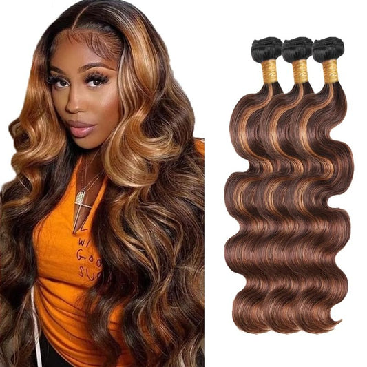 26 28 30 Ombre Human Hair Bundles 1b/30 Ombre Bundles Human Hair Brown Body Wave Bundle P430 Highlight Brown Bundle 150g