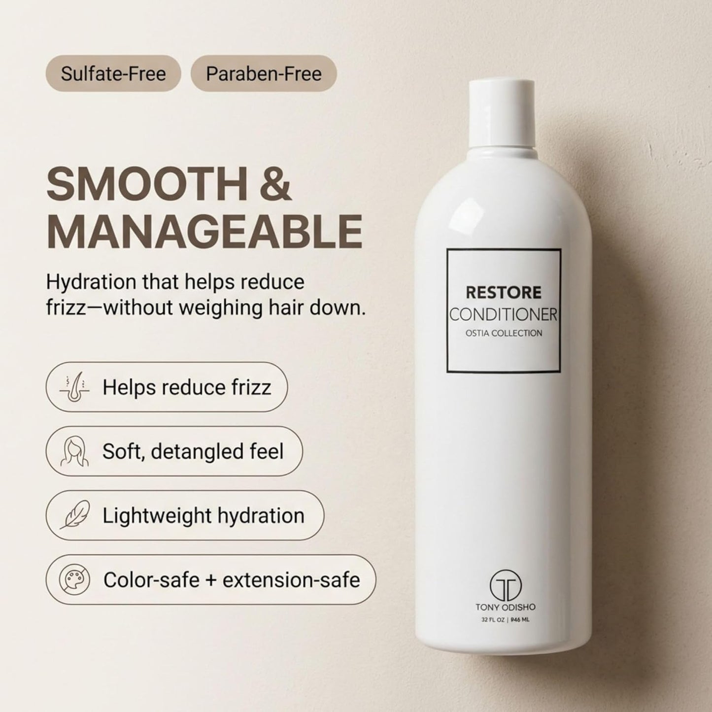 Moisturizing Conditioner for Dry & Color Treated Hair - Hydrating Formula for Softness, Strength & Shine | 32oz / 946ml