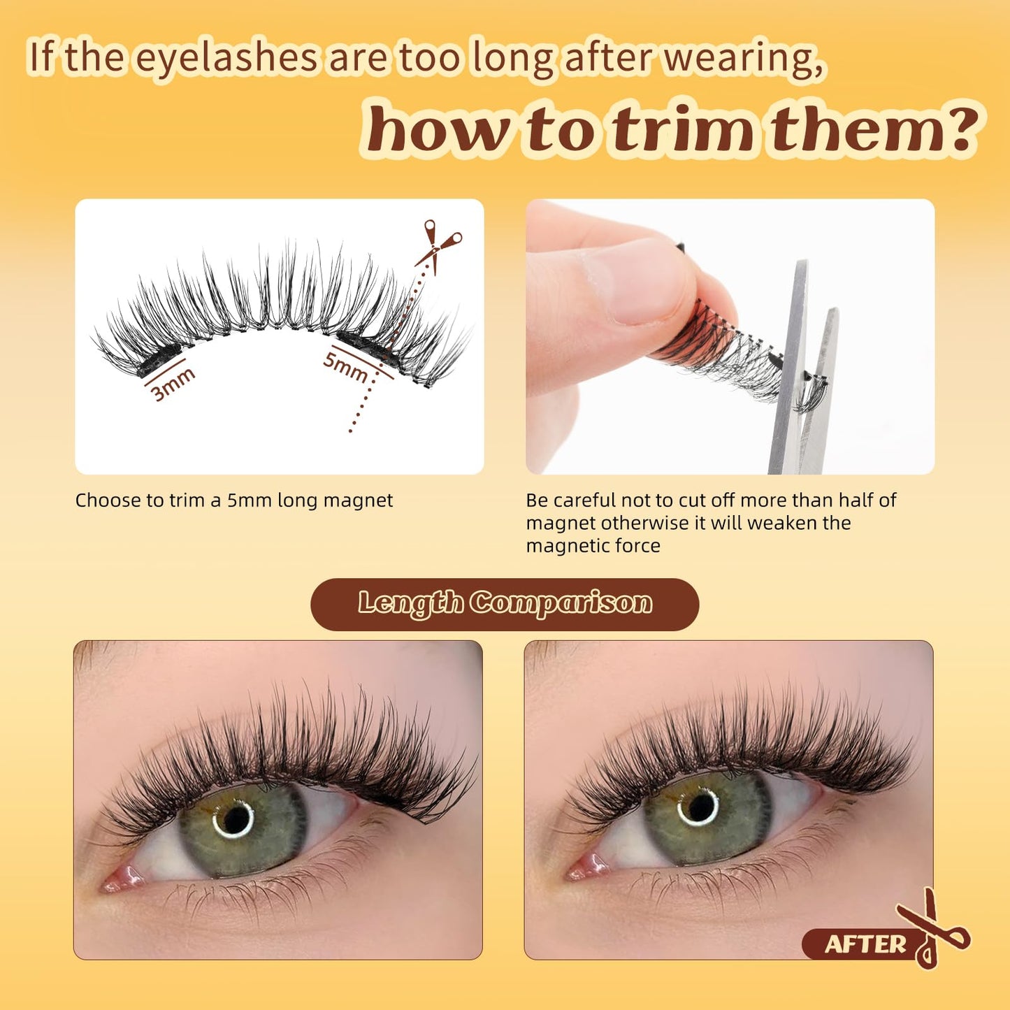 QUEWEL 2 Pairs Magnetic Eyelashes with Applicator Reusable No Glue Needed Magnetic Lashes Cat Eye Natural Look Lashes Kit Easy to Wear and Remove(NZH B+G)