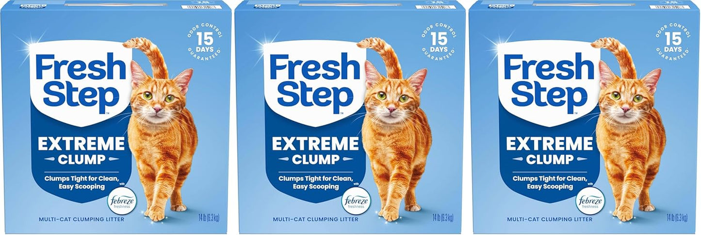 Fresh Step Cat Litter - Odor Shield Multi-Cat Clumping Formula with Febreze Freshness | 14 lb, Low Dust, Ammonia Block Technology