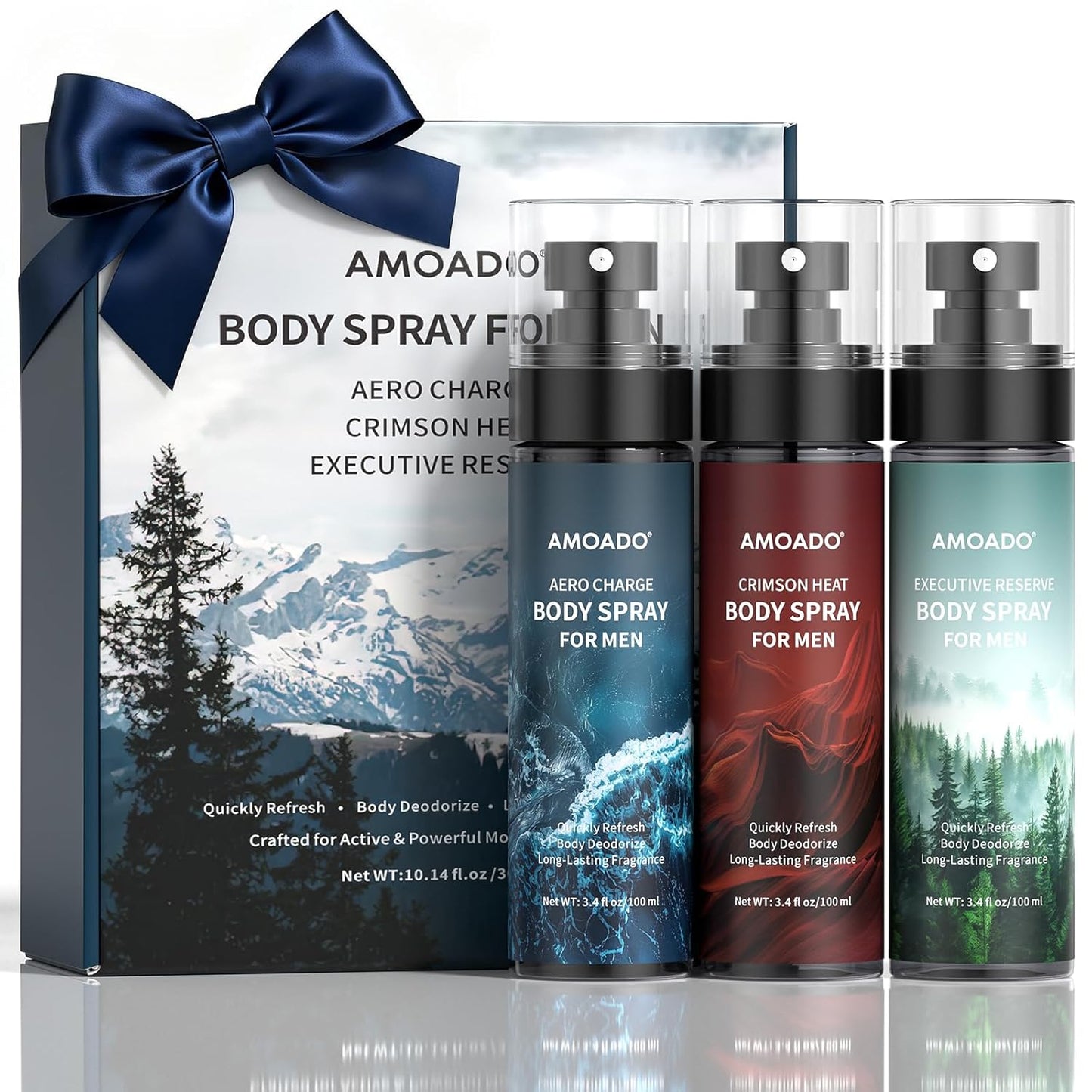 Men’s Body Spray Set - Aluminum-Free Cologne & Deodorizing Mist | Oriental & Woody Scents, 3.4 fl oz Each