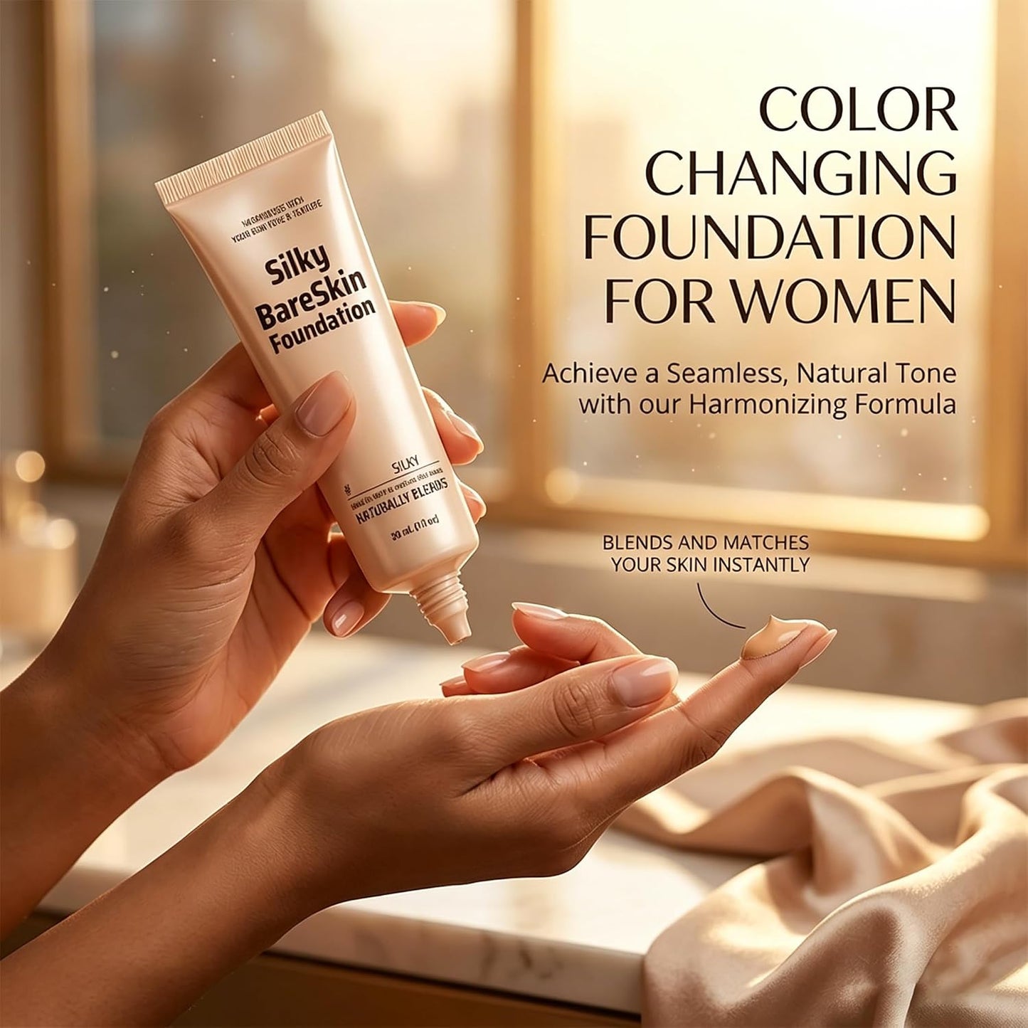 Color Changing Foundation for Women - Hydrating & Firming, Buildable Sheer to Medium Coverage | 1 fl oz (Light)
