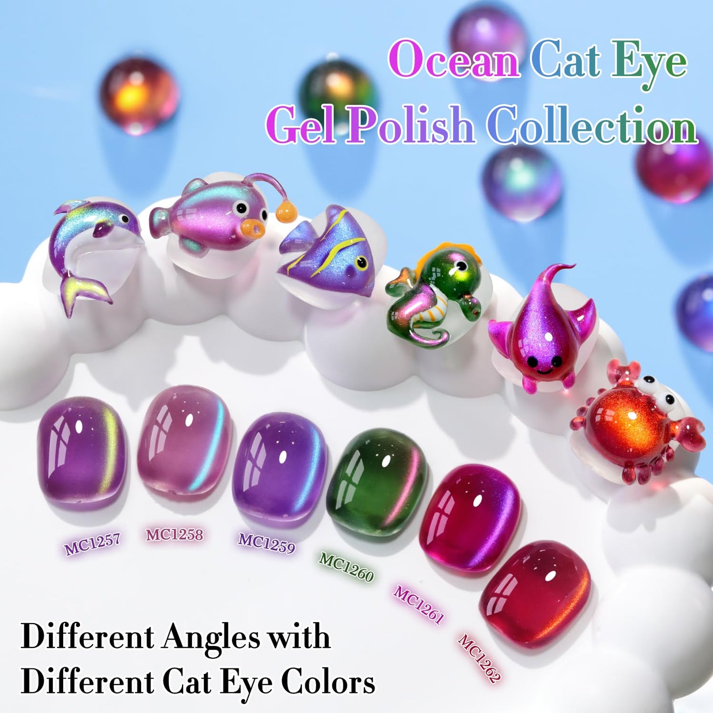 Double Rhythm Cat Eye Gel Nail Polish Set of 6 Same Color Same Bottle 0.5 Oz Shimmer Glitter with Magnet Holographic Reflective Magnetic UV Nail Polish Kit at Home
