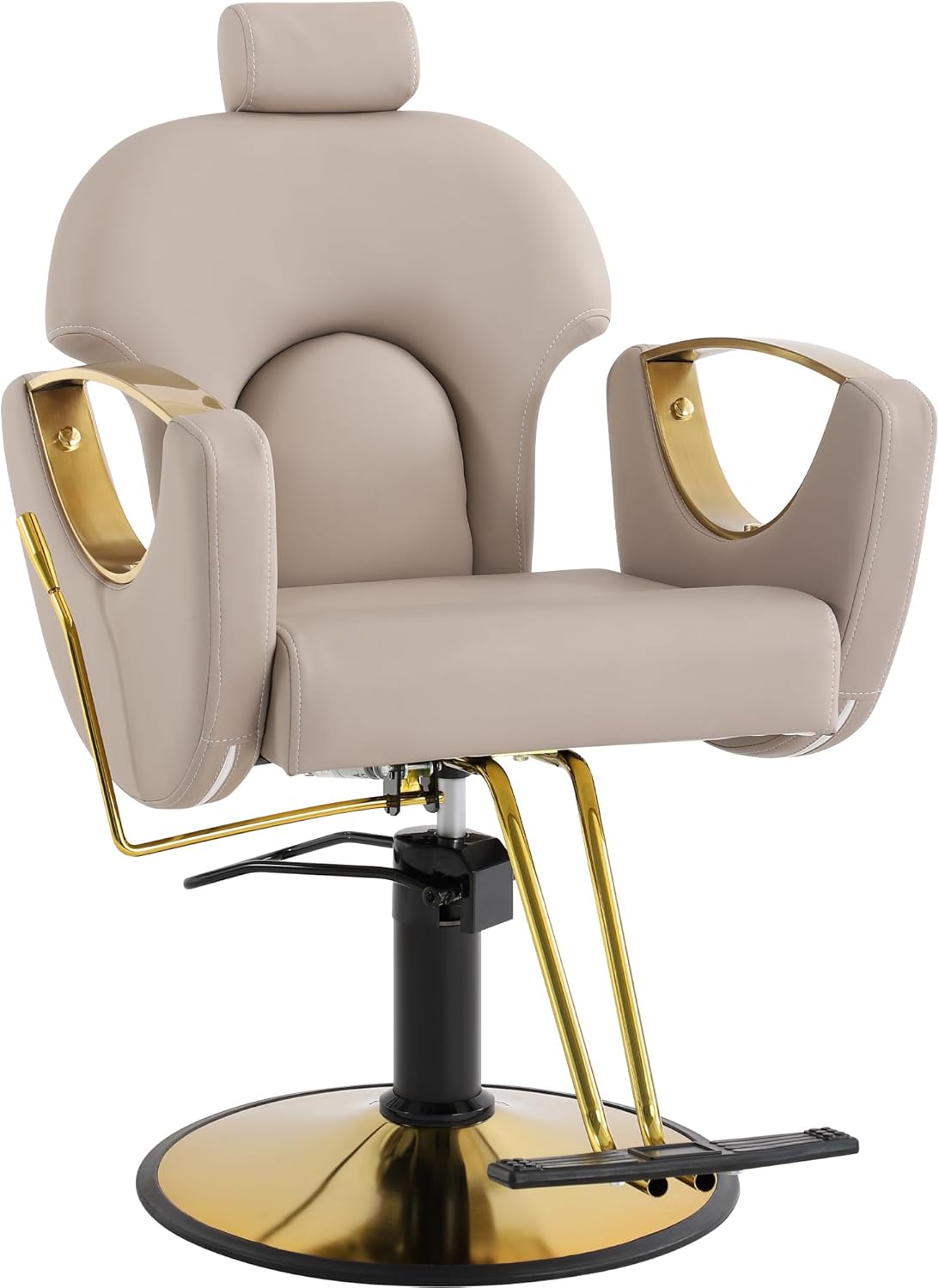 Reclining Barber Chair - Height Adjustable Styling Chair for Hair Salon | 360° Swivel, Grey