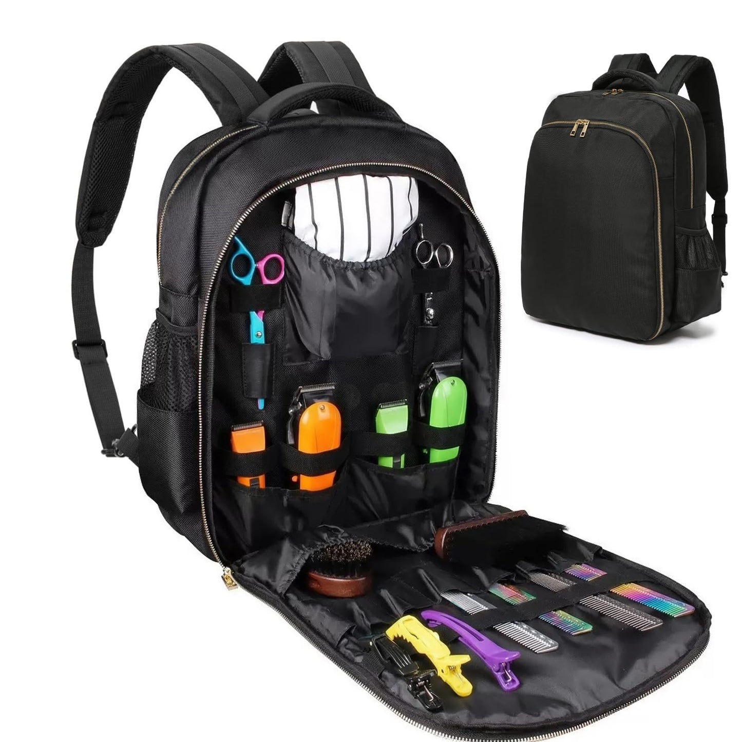 iaodia Travel Hairstylist Clipper Organizer Bag for Barbers, Portable Backpack Bag for Clippers Large Capacity Hair Stylist Tool Bag for Scissors, Trimmer, Grooming Kits