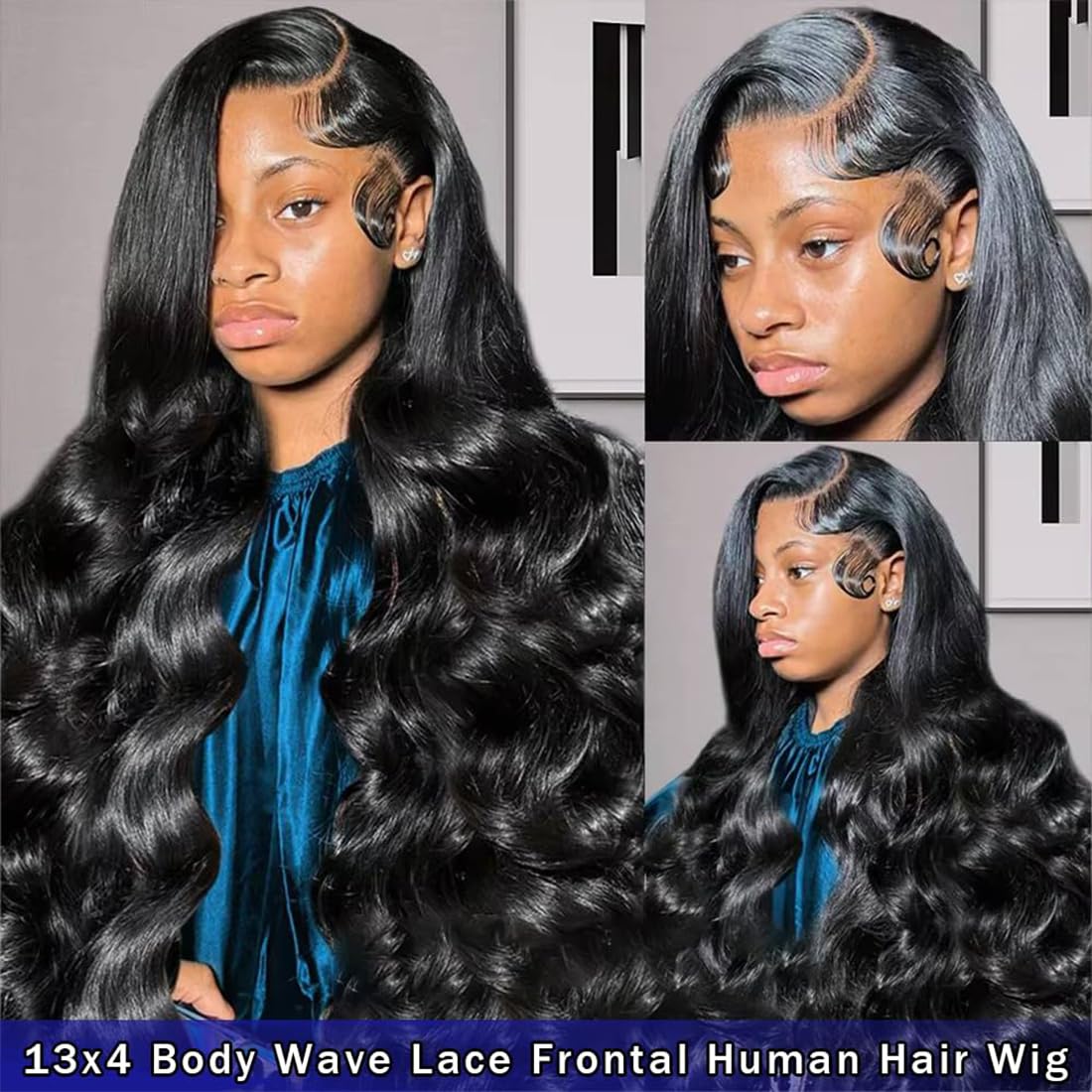 24Inch 13x4 HD Lace Front Wigs Human Hair 180% Density Body Wave Lace Front Wigs Human Hair Lace Front Wigs for Women Glueless Body Wave Wigs Human Hair Pre Plucked with Baby Hair Natural Black