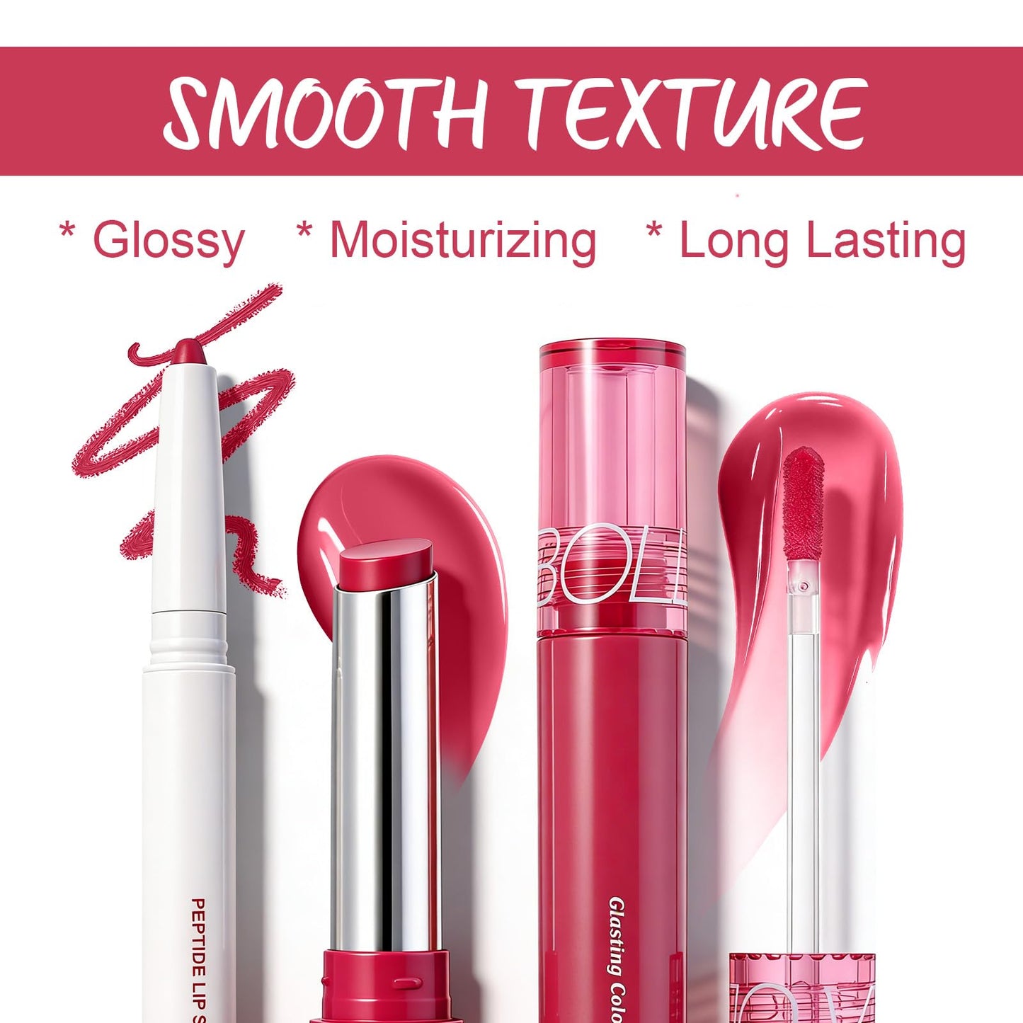 U-Shinein Pink Lip Kit With Matte Lip Liner, Lipstick and Lip Gloss Combo, Long Lasting, Highly Pigmented & Smudge Proof Makeup for Women Hydrating Formula with Natural Glossy Finish 3 Count