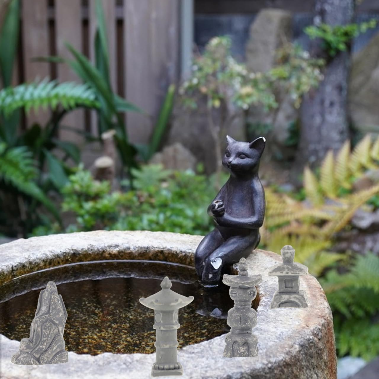 POPETPOP 13 Pcs Miniature Asian Decor, Mini Figurines Stone Pagoda, Japanese Lantern Style for Fish Tank Aquarium & Asian Garden Decor