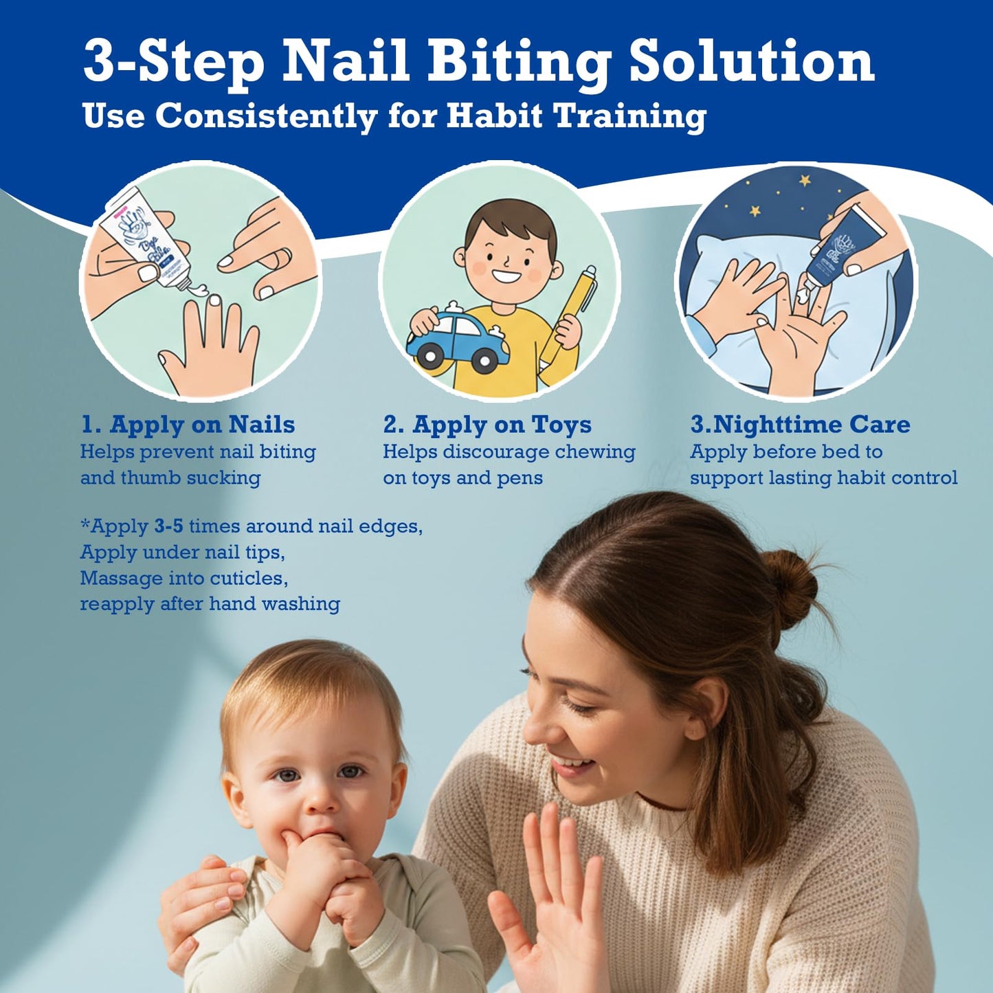 ByeBite Nail Biting & Thumb Sucking Solution – Natural Day & Night Nail Care Duo | Bitter Nail Protection Cream + Nail Nourish Cream | Plant-Based Formula | Helps Encourage Healthy Nail Habits