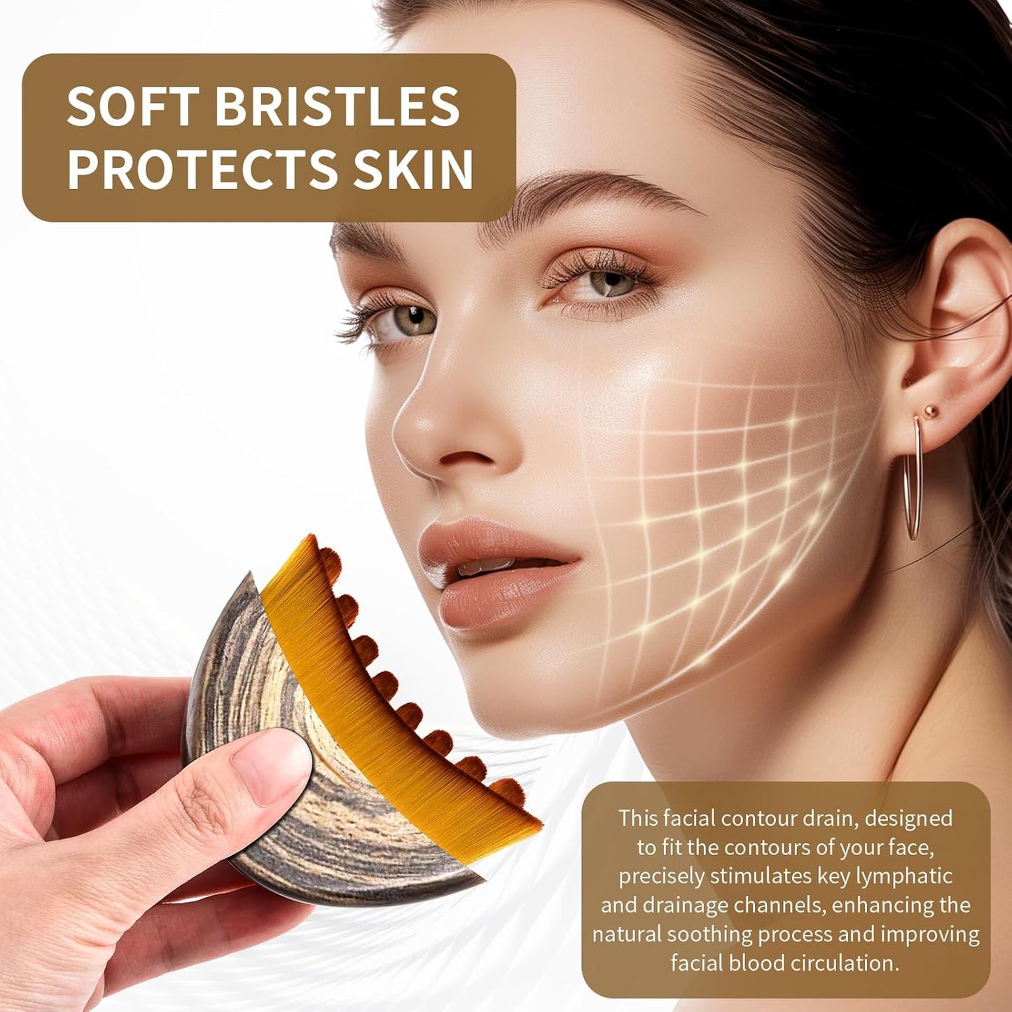 Lymphatic Drainage Face Brush Set - Ergonomic Contour Massager for Precise Skin Care | 2 PCS