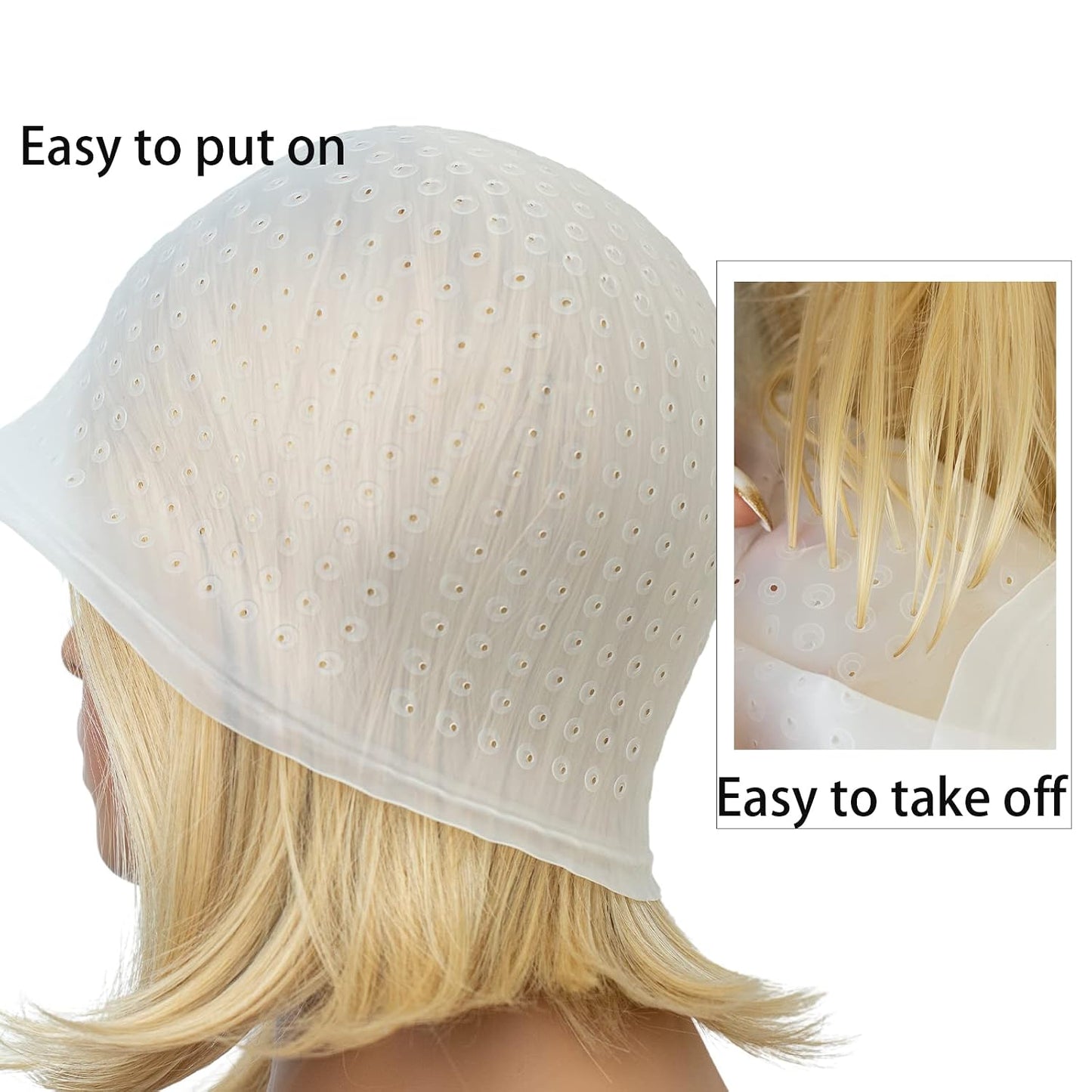 Silicone Highlight Cap Hair Color Set - Professional Reusable Dyeing Tools for Salon Use | Pre-Punched with Holes