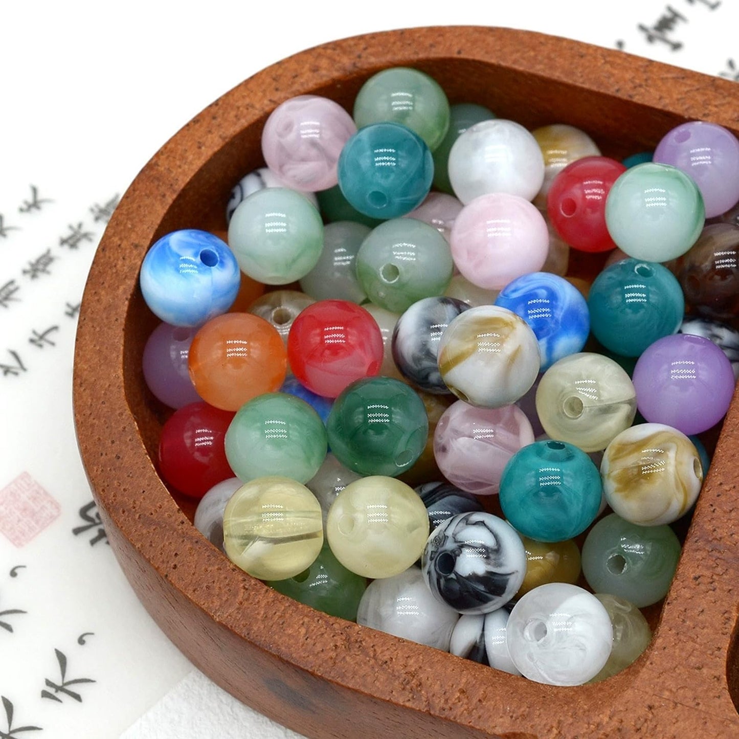 100-Piece 8mm Retro Synthetic Agate Set - Bulk DIY Supplies for Jewelry Crafting