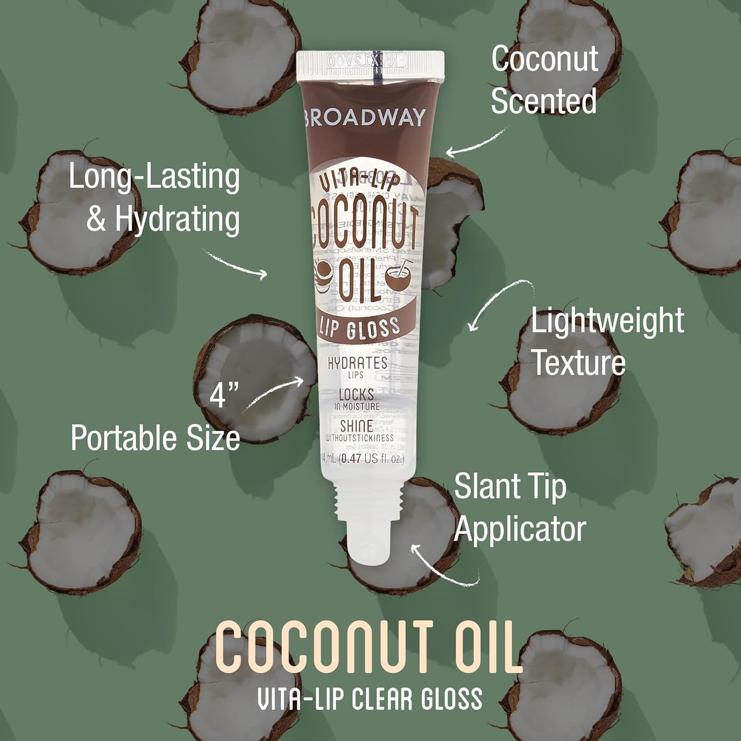Ruby Kisses Vita-Lip Clear Lip Gloss - Ultra-Hydrating Coconut Oil Formula | 12 Pack, High-Shine Finish