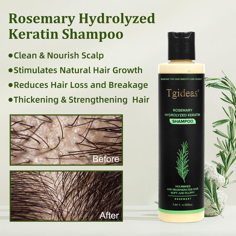 Organic Rosemary Hair Growth Shampoo - Natural Thickening & Strengthening Formula with Hydrolyzed Keratin | 7.4 fl. oz