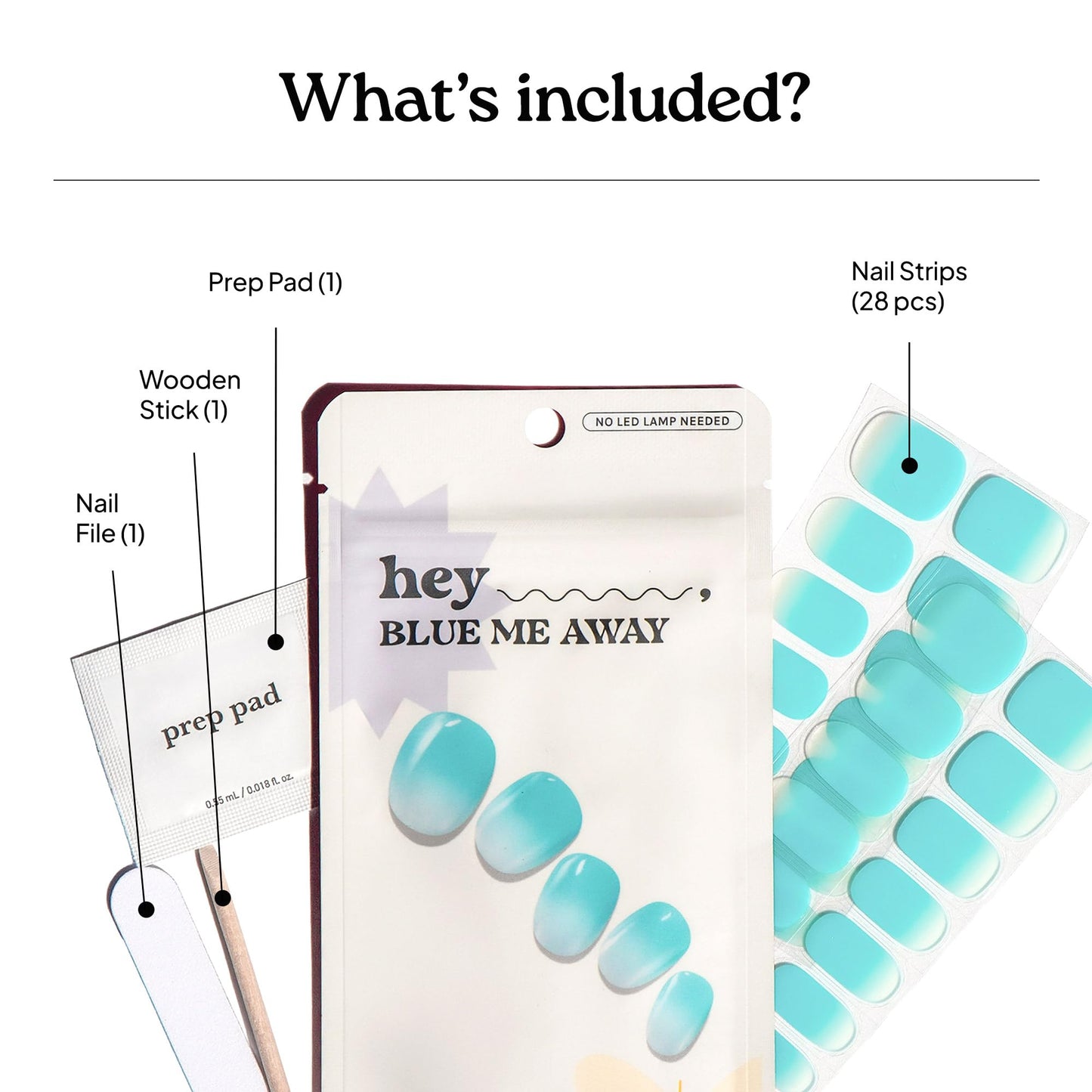 Heyhae Semi Cured Gel Nail Strips Salon Quality - Hey, Blue Me Away
