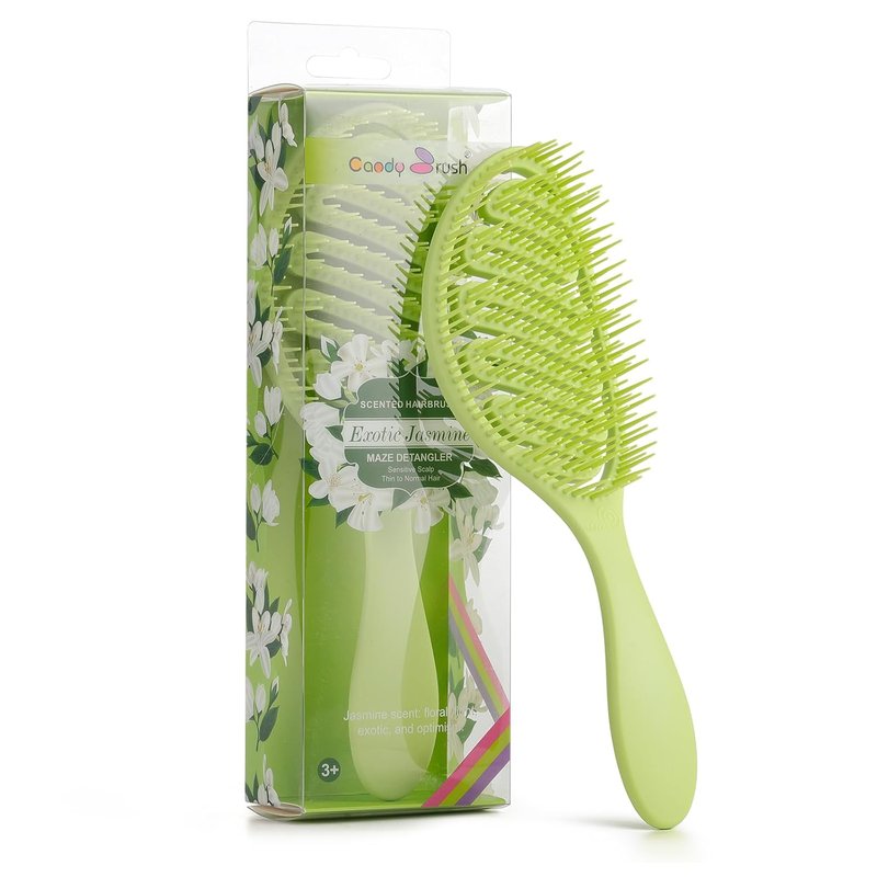 Detangling Hair Brush for Curly Hair - Scented Wet Vented Brush | Green Color