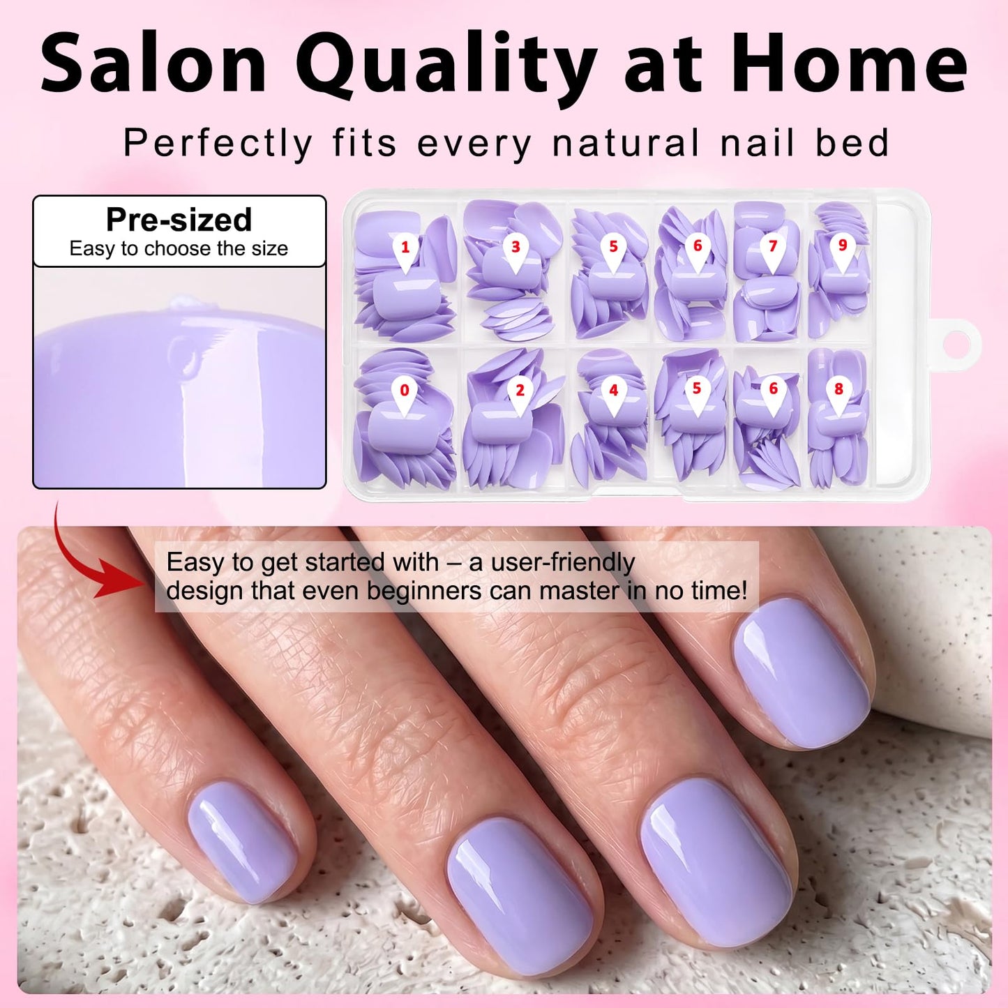 240pc Extra Short Press on Nails Square Fake Nails with Glue Tabs, Purple Nails Press ons Short Glue on Nails Squoval Acrylic Nails Stick False Nail Artificial Fingernail for Women Girls