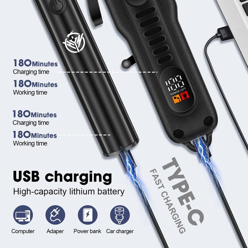 HIENA PRO Professional Hair Clippers Set for Men Cordless Hair Cutting Kit Barber Kit Rechargeable Clippers and Trimmers Set Clipper Set for Barbers with LED Display, Gifts for Men, (Black)