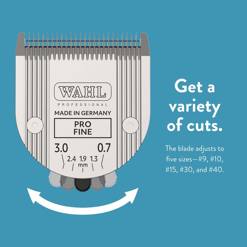 Wahl Professional Animal 5-in-1 Pro Adjustable Clipper Blade - for Arco, 5 Style Groom, Bravura, Chromado, Creativa, Figura & Motion Clippers - Replacement Blades - Silver