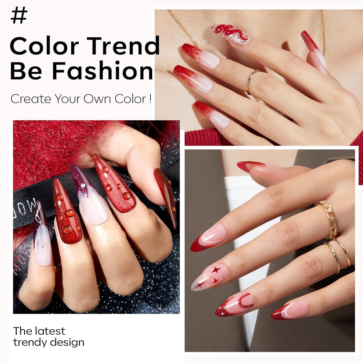 modelones Red Gel Nail Polish Set - 6 Colors 2026 Mothersday Ruby Glitter Cat Eye Magnetic Gel Polish Burgundy Red Sparkle Bloody Nail Polish Kit Soak Off LED Manicure Nail Art DIY Gift