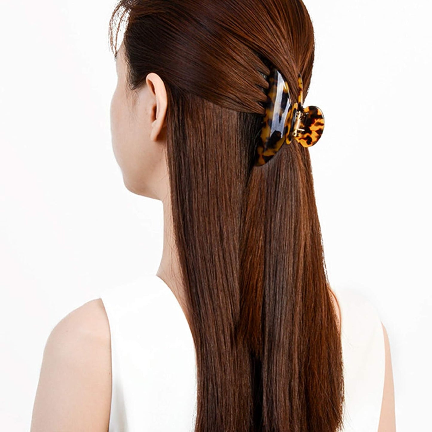 Medium Tortoise Hair Claw Clips for Women - Leopard Print Celluloid Jaw Clamps | 3 Pack