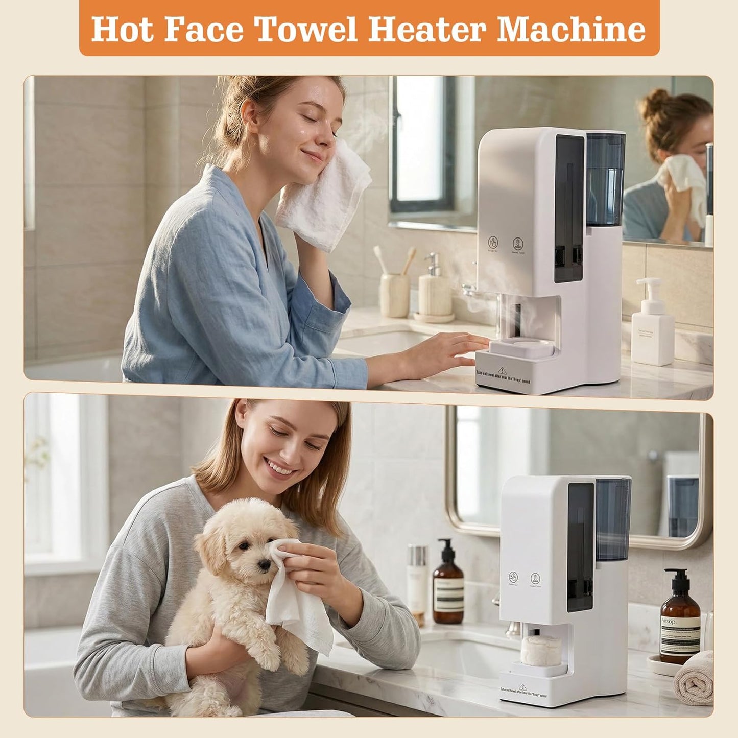 Towel Warmer Machine - Fast Heating 55°C (131°F) with Automatic Dispenser & Voice Alerts | Includes 100 Towels