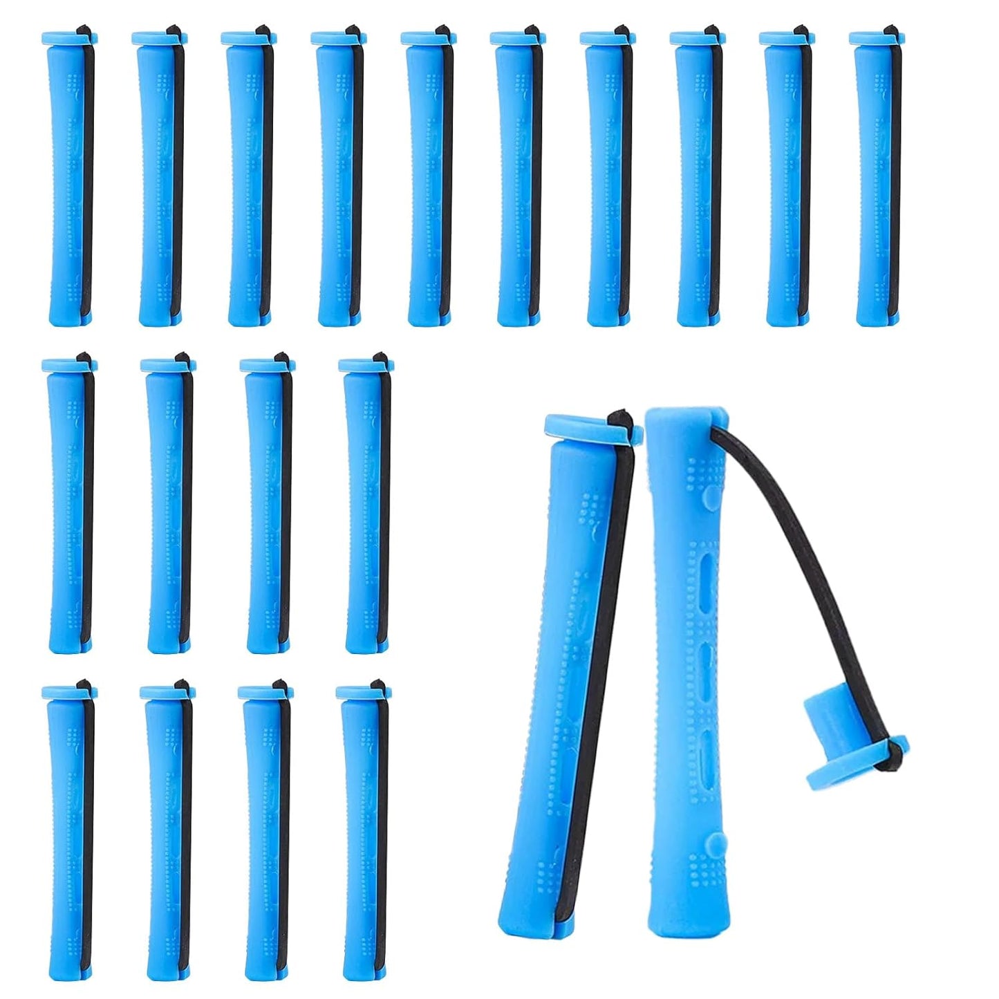 20 Pcs Blue Plastic Perm Rods - Cold Wave Hair Curling Rollers for Short & Long Hair | 0.35 Inches