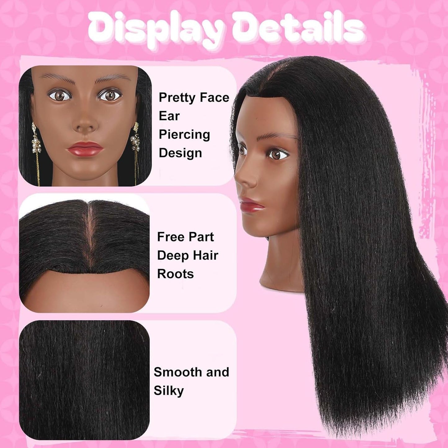 Human Hair Mannequin Head - 100% Real Hair Cosmetology Doll for Hairdresser Practice | 18 Inch