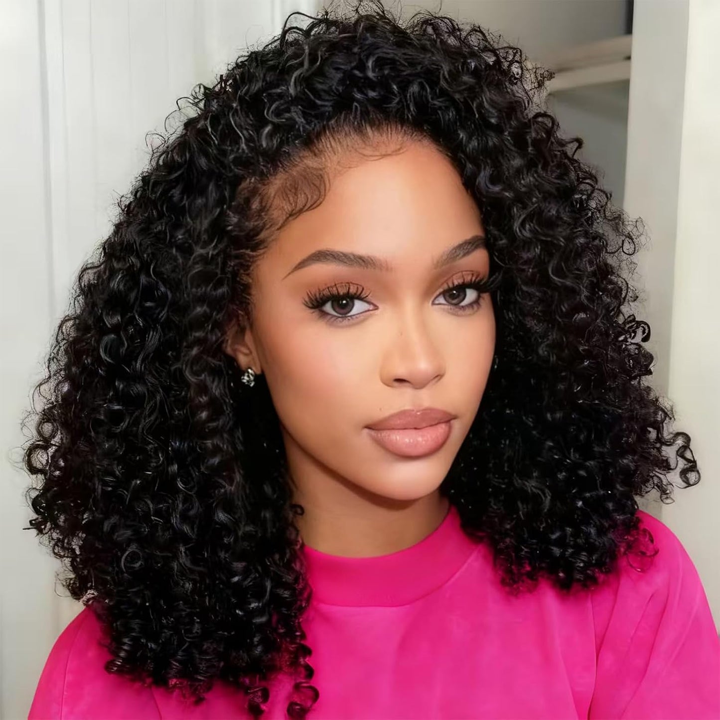 Half Wig Human Hair - 12 Inch Deep Wave Seamless Flip Over | Curly Drawstring Style in Natural Color