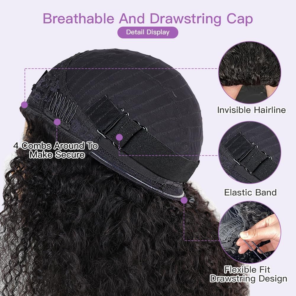 Kinky Curly Half Wig - 250% Density Human Hair | Glueless, Beginner-Friendly 20 Inch Flip Over Design