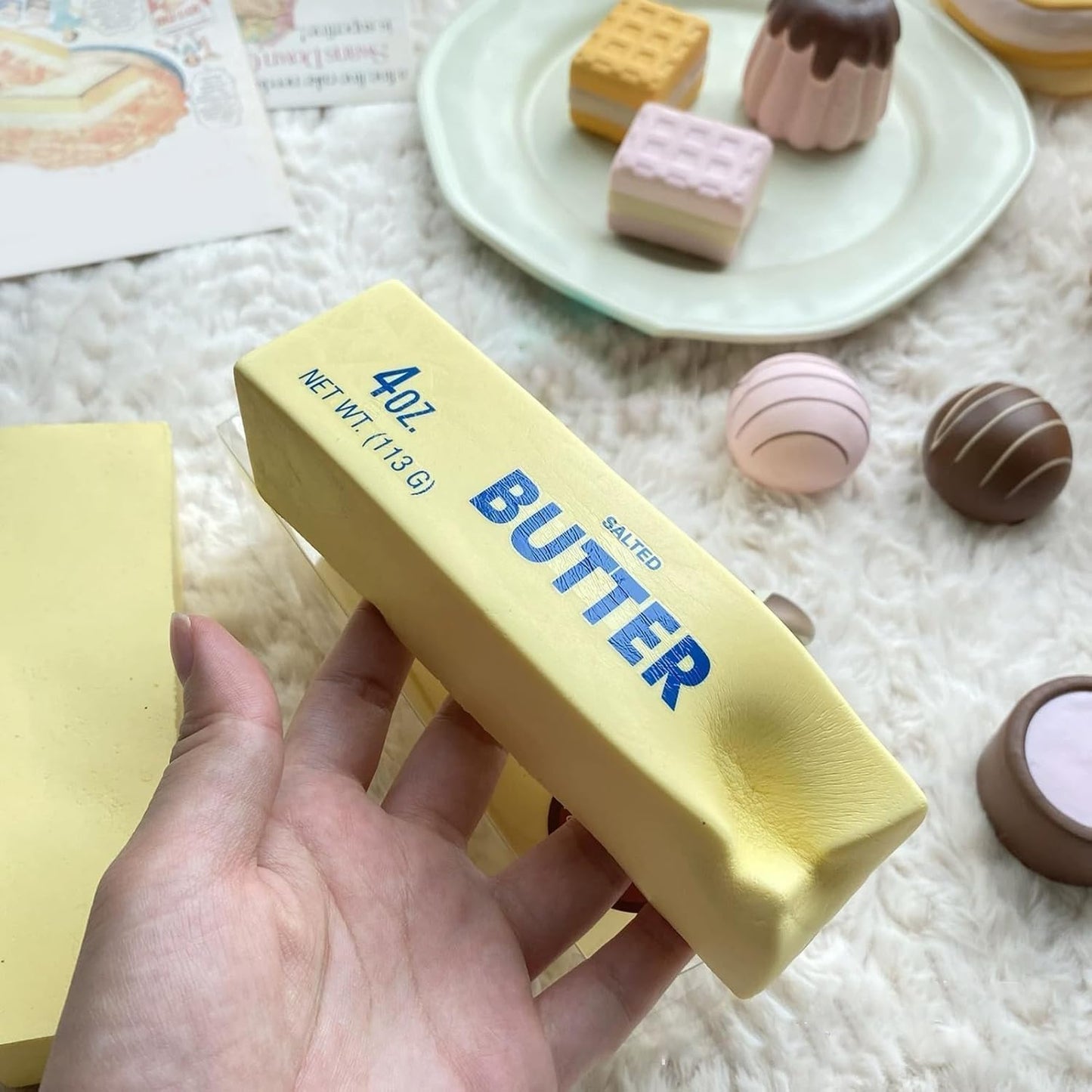 Slow Rebound Cute Butter Squeeze Stress Balls, 2026 New Squeeze Ball Realistic Butter Stick Soft Squeeze-Toys, Upgrade Stress Relief Fidget Toys Wet Slow Rebound Stress-Relief-Toy Yellow 3pcs
