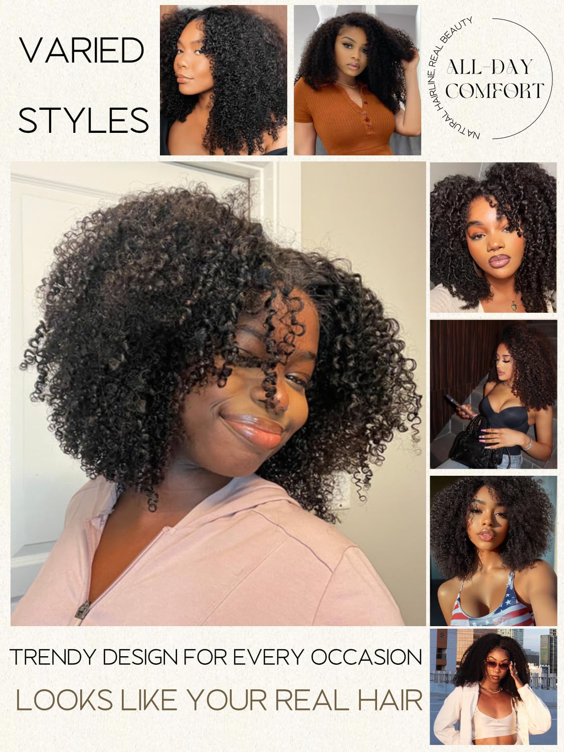 Kinky Deep Curly Bob Wig - Glueless 4x4 Lace Closure, 180% Density | 14-Inch Afro Kinky Curly for Black Women