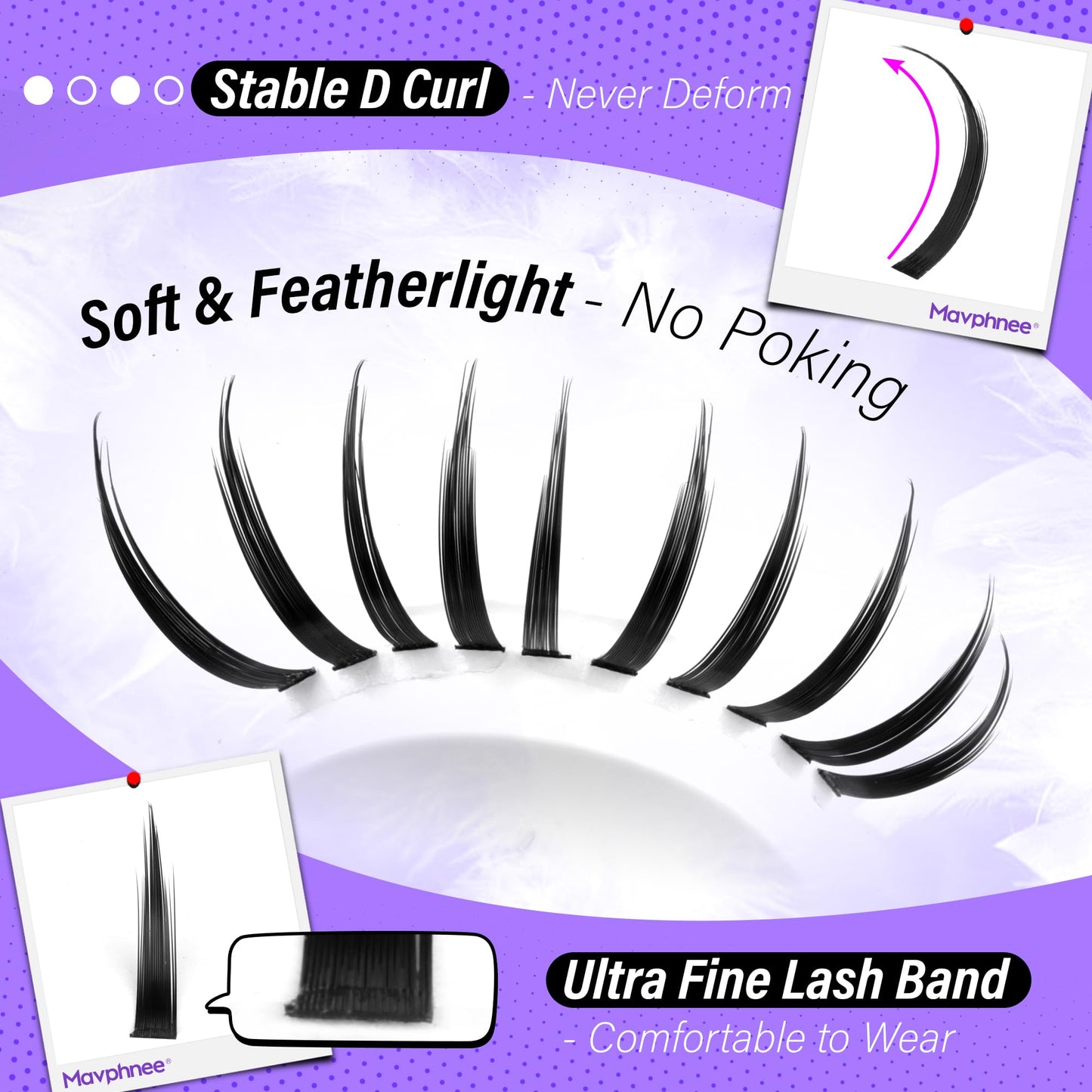 Mavphnee Lash Spikes Manga Lashes Extensions Anime Lash Clusters Spiky Eyelash Individuals 13-21MM Long Cluster Eyelash Extensions D-Curly Fairy Individual Cluster Lashes Pack 180Pcs