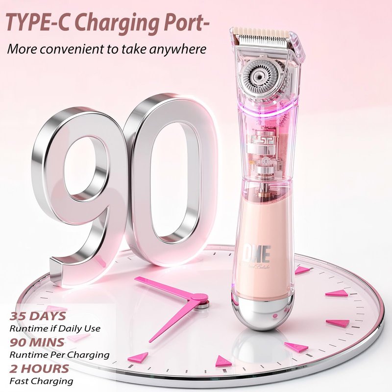 BTYJLEBE 5-in-1 Bikini Trimmer for Women Dual Head【German-TXO-Technology】-Painless-Blade Electric Razors 【IPX7 Waterproof】 Body Shaver for Underarm Leg Arm Body Face Pubic Hair with Storage Bag