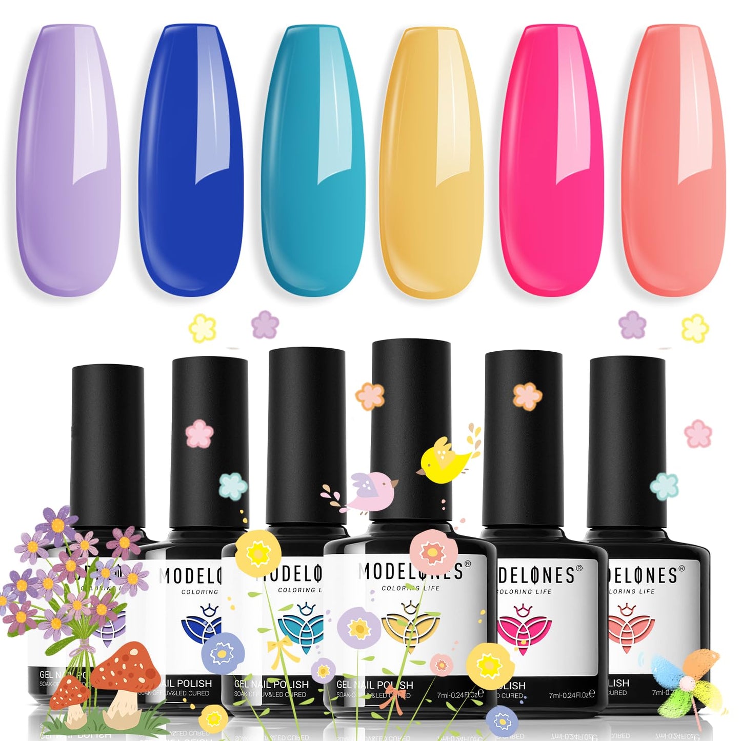 Pink Gel Nail Polish Set - 6 Pastel & Neon Shades for DIY Nail Art | Summer 2026 Collection