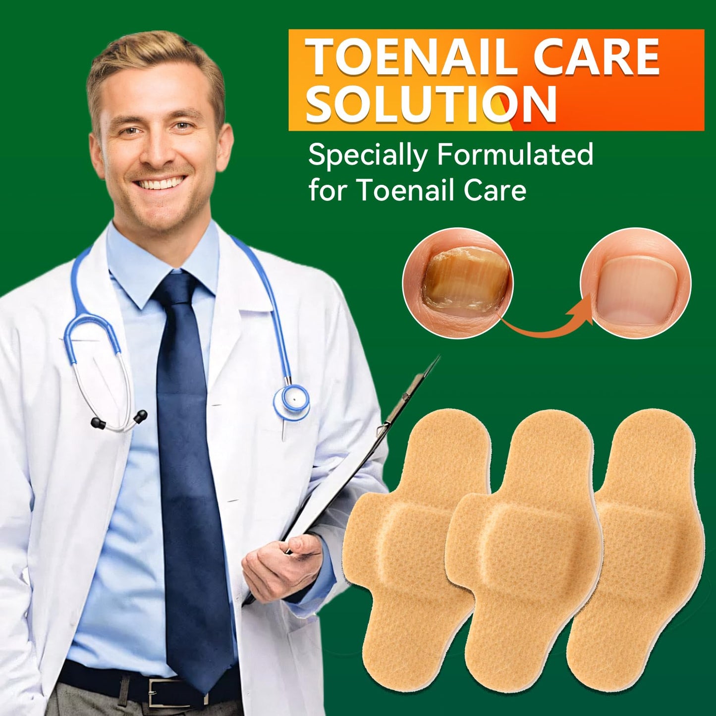 Fungal Nail Patches 21 PCS, Toenail Fungus Treatment Extra Strength, Hydrogel Nail Repair Patches for Overnight Use, Helps Improve Appearance of Damaged and Discolored Nails, Non-Slip