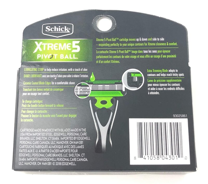 Premium Quality Xtreme 5 PivotBall Men's Razor Refills, 4 Count Box