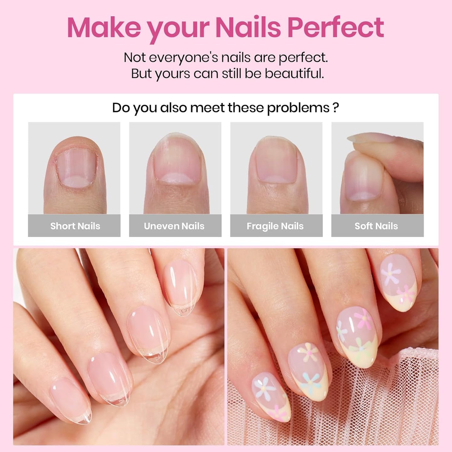 Almond Nail Tips - 288 PCS Clear Full Cover Pre-Shaped Gel Extensions for Nail Art | 12 Sizes Available