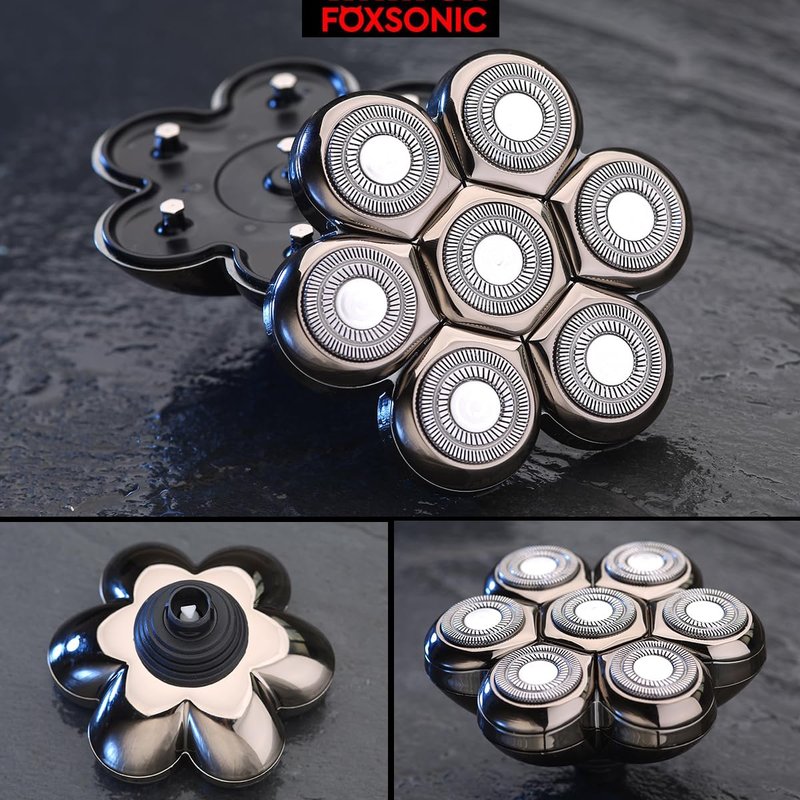Universa 7 Blades Magnetic Replacement Heads for Mainstream head shaver brands, Head Shaver Replacement Blades (7 Silver Magnetic)