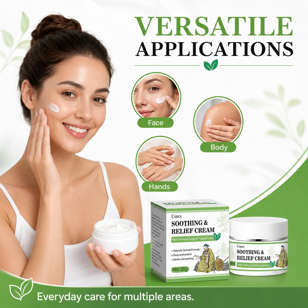 Hydrating Body Cream for Dry, Sensitive Skin - Moisturizing Lotion with Honeysuckle & Mint | Soft & Smooth Finish