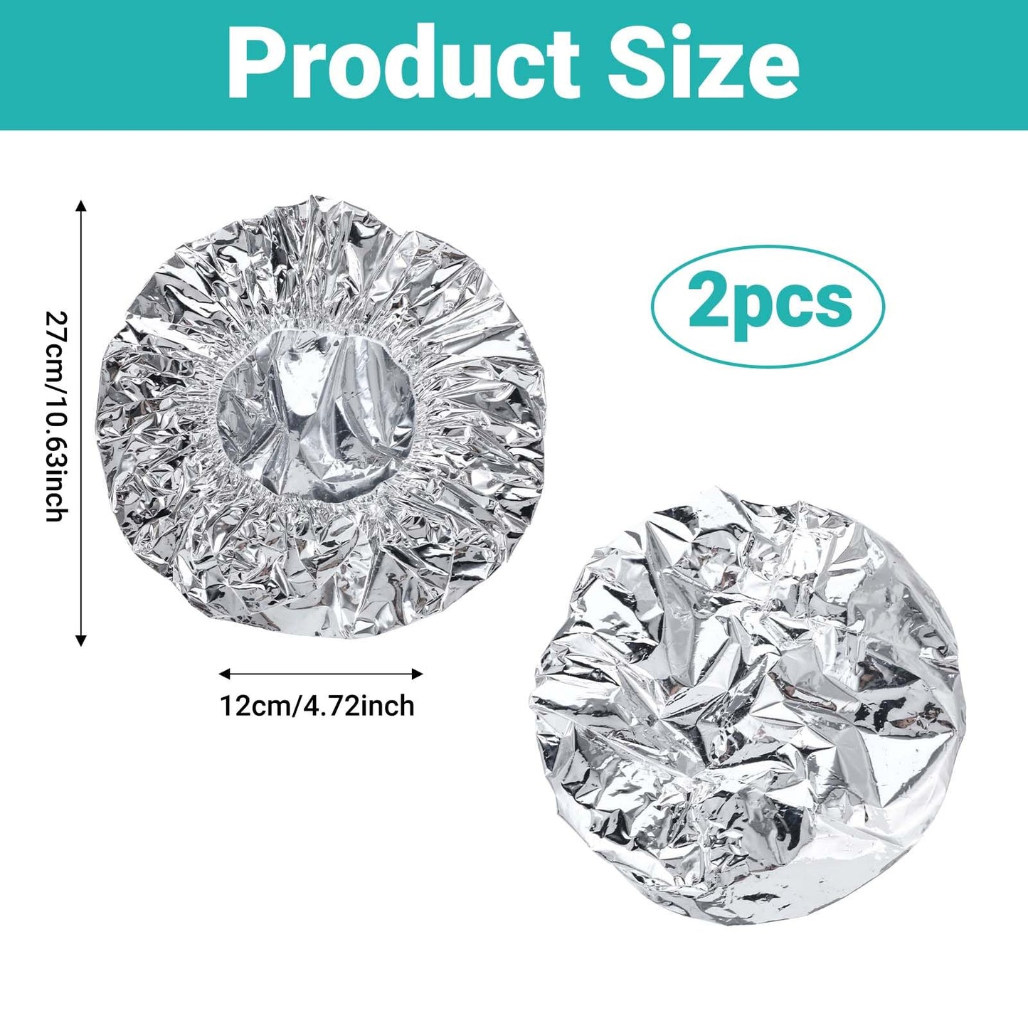 2pcs Deep Conditioning Hair Cap for Oil Treatment Heat Heated Shower Caps Reusable Aluminum Foil Double Layer Aluminum Foil Steam Caps for Home Salon Use Hair Dyeing Long Thick Hairs