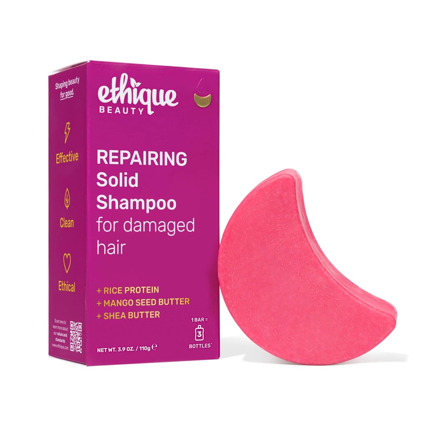 Ethique Smoothing Shampoo Bar for Frizzy Hair - Coconut Butter, Plastic-Free, Vegan | 3.88 oz