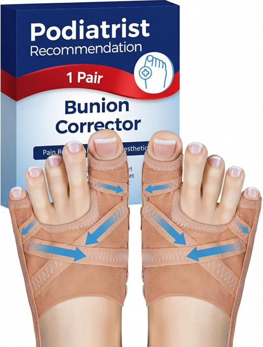 Bunion Corrector | Breathable Toe Straightener for Comfortable Relief - Adjustable for Day/Night Use (1 Pair)