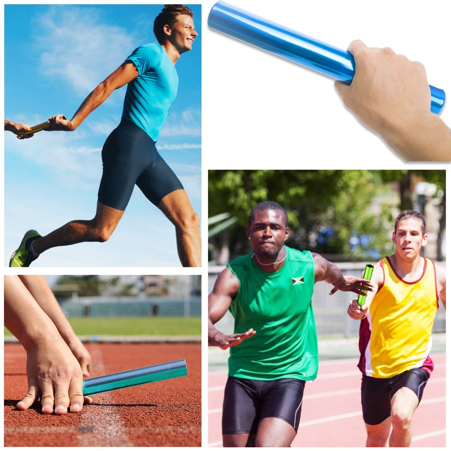 XMWangzi Aluminum Track Field Relay Batons, Race Equipments for Running Race Team, Suitable for Outdoor Sports Practice Athlete, Corrosion Resistant High Strength Smooth Surface (4Pcs Blue)