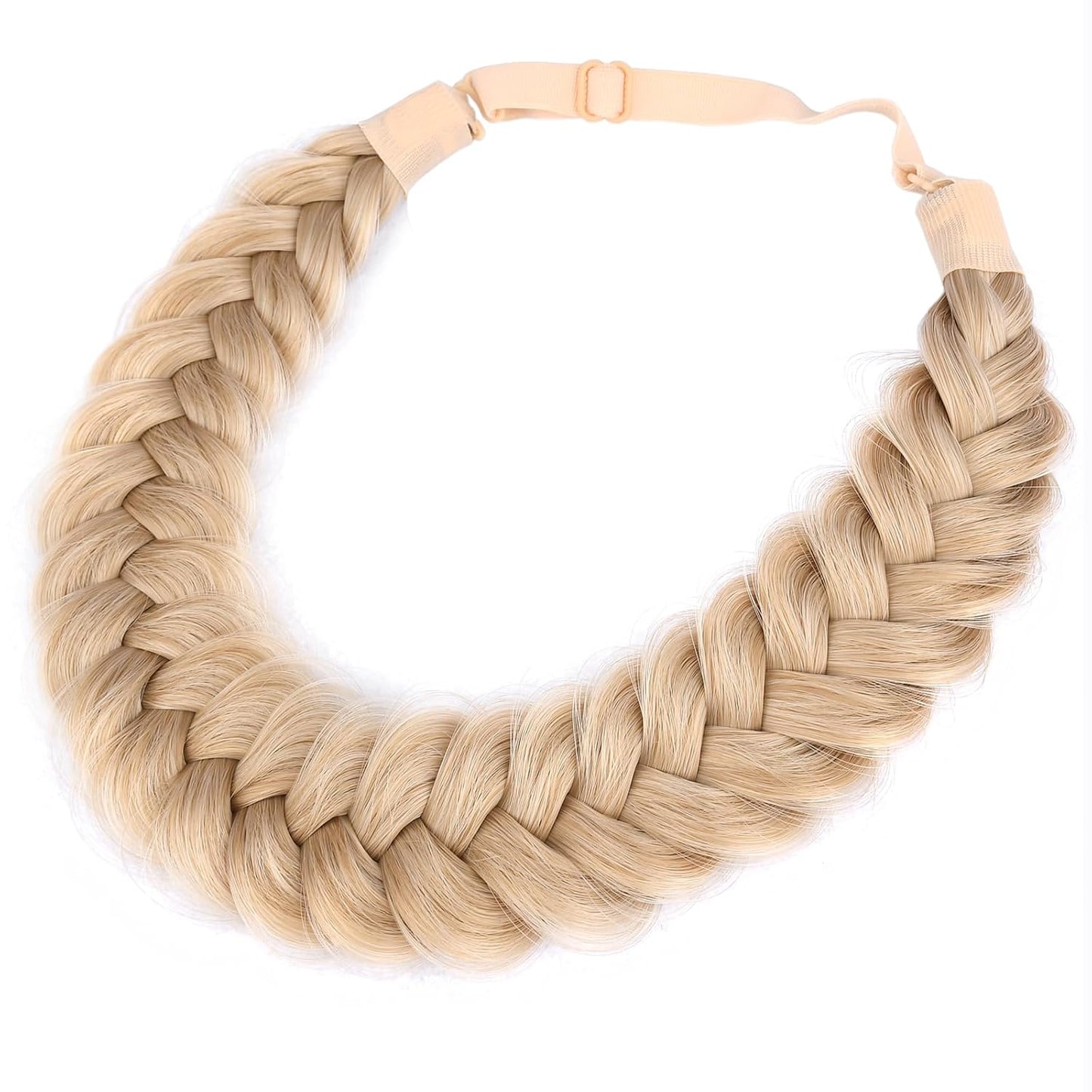 Messy Wide 2-Strand Synthetic Hair Braided Headband - Chocolate Toast | Stylish Hairpiece for Women & Girls
