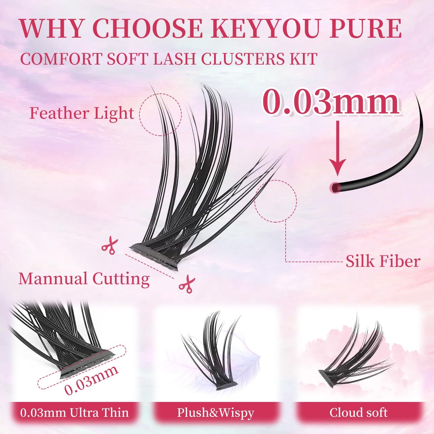 Manga Lash Clusters Kit - Spiky Eyelash Extensions with Bond & Seal | 240 Pcs Anime Lashes