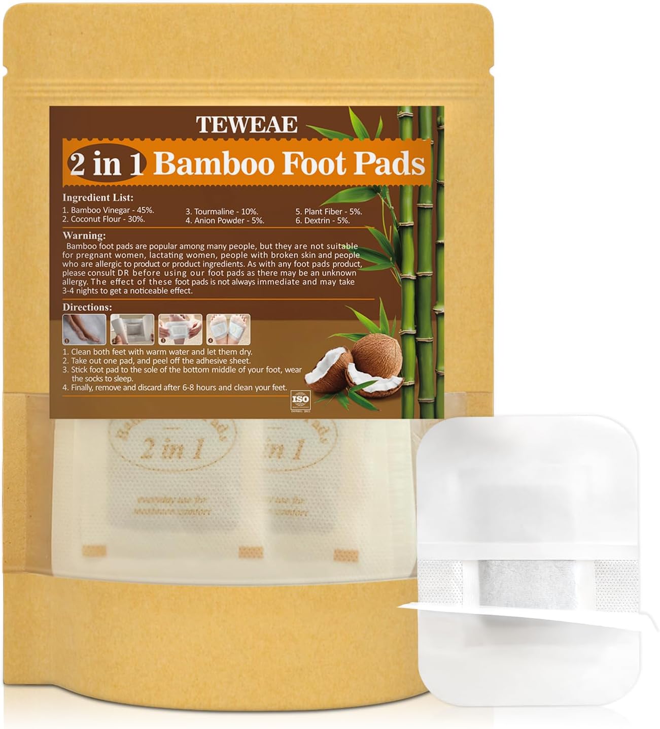 Natural Ginger Foot Pads - Turmeric & Bamboo Vinegar for Better Sleep | 62 Count Relaxation Patches