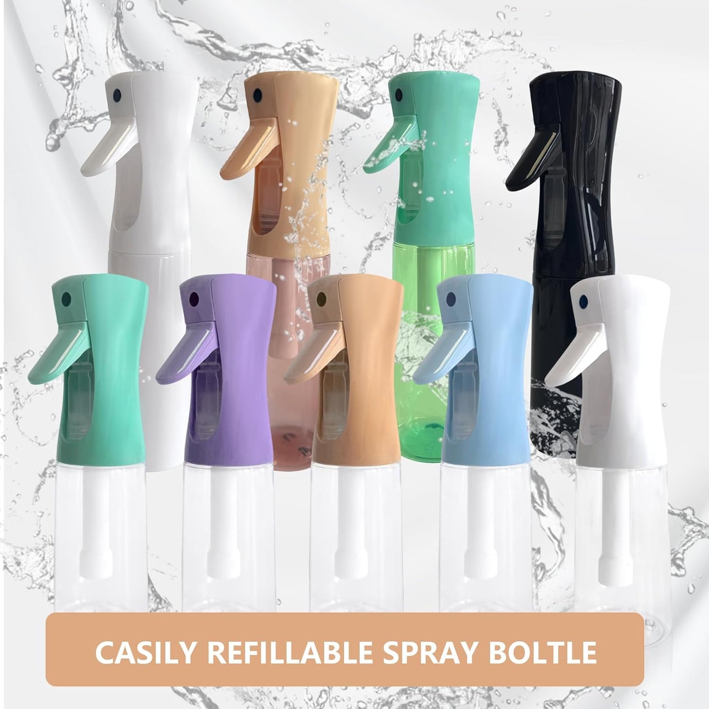 Continuous Ultra Fine Mist Spray Bottle for Hair | 200ml Leakproof 360° Multi-Spray Bottles - 2 Pack for Plants, Cleaning & Skin Care